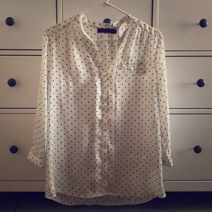 Limited cream and black polka dot dress shirt